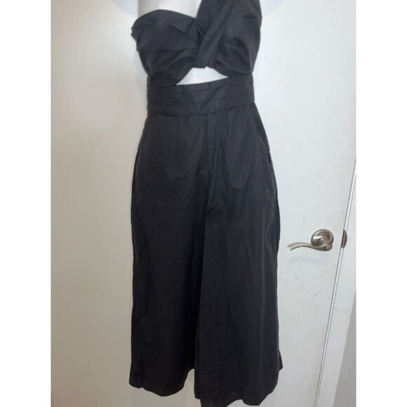 A.L.C. Black Athelia One Shoulder Wide Leg Jumpsuit 100% Cotton Women's Size 00 - Picture 5 of 11